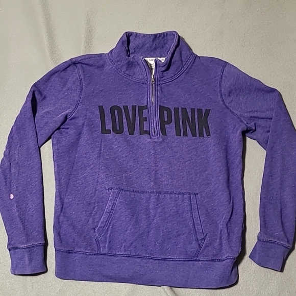 PINK VICTORIA'S SECRET Purple Quarter Zip Pullover Sweatshirt - Size Small - Picture 1 of 10